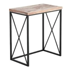 Wood Top With Black Cross Metal Table, Medium -Family Home Furn Store wood top with black cross metal table medium 2