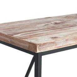 Wood Top With Black Cross Metal Table, Medium -Family Home Furn Store wood top with black cross metal table medium 4