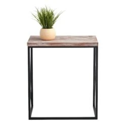 Wood Top With Black Cross Metal Table, Medium -Family Home Furn Store wood top with black cross metal table medium 5