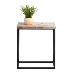 Wood Top With Black Cross Metal Table, Small -Family Home Furn Store wood top with black cross metal table small 4